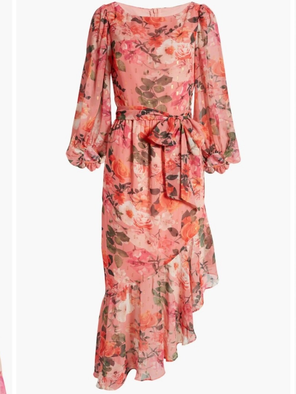 ELIZA J Floral Balloon Sleeve Asymmetric Maxi Dress Size 10